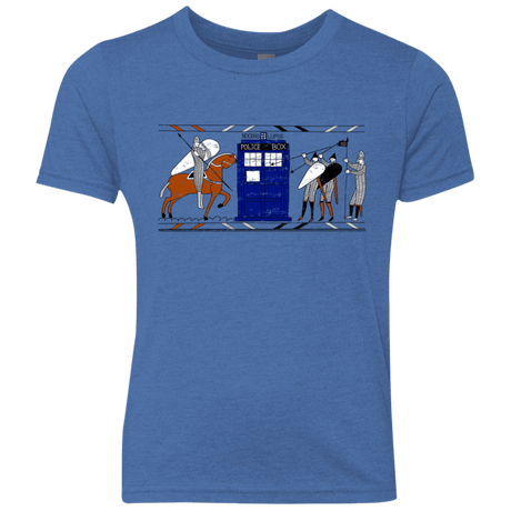 T-Shirts Vintage Royal / YXS Nocens Lupus Tardis in the Bayeux Tapestry Youth Triblend T-Shirt