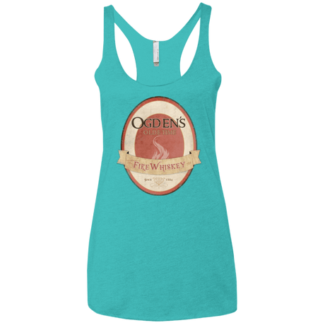 T-Shirts Tahiti Blue / X-Small Ogdens Fire Whiskey Women's Triblend Racerback Tank