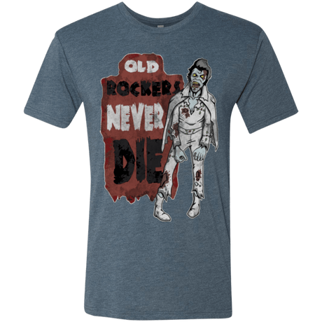 T-Shirts Indigo / Small Old Rockers Never Die Men's Triblend T-Shirt