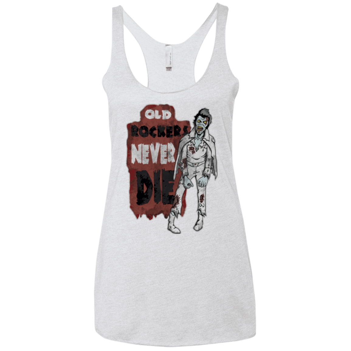 T-Shirts Heather White / X-Small Old Rockers Never Die Women's Triblend Racerback Tank