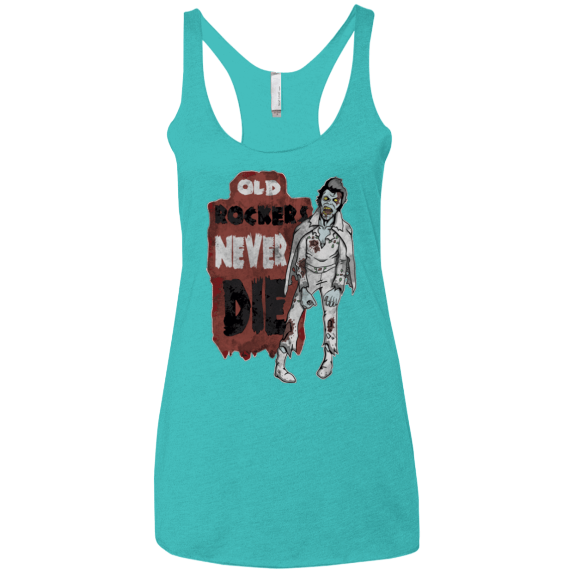 T-Shirts Tahiti Blue / X-Small Old Rockers Never Die Women's Triblend Racerback Tank