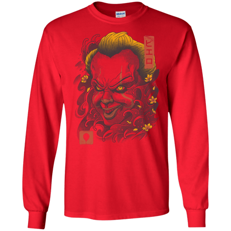 T-Shirts Red / S Oni Clown Mask Men's Long Sleeve T-Shirt