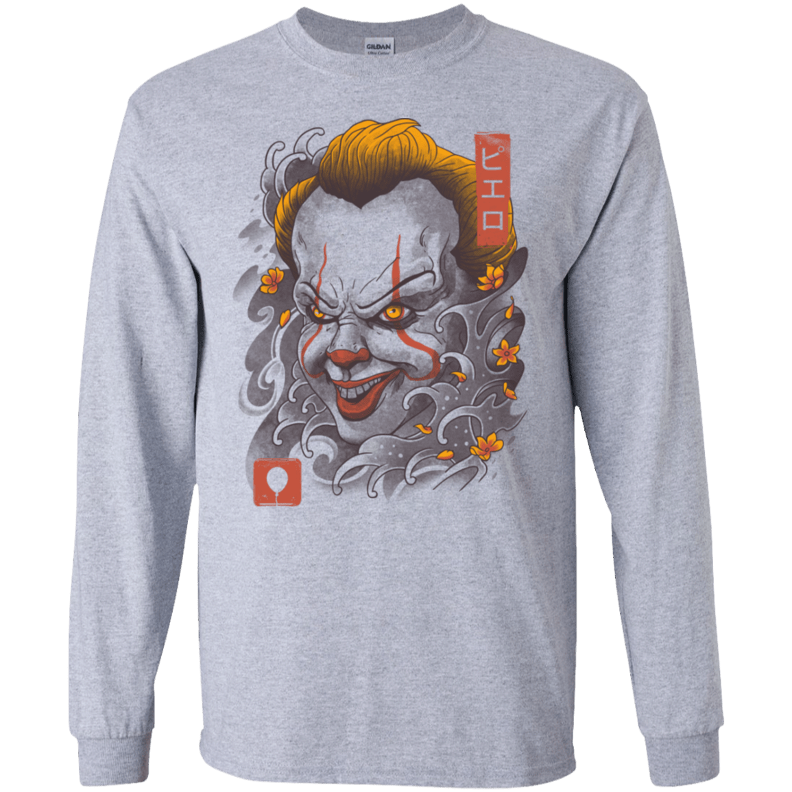 T-Shirts Sport Grey / S Oni Clown Mask Men's Long Sleeve T-Shirt