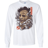 T-Shirts White / S Oni Leather Mask Men's Long Sleeve T-Shirt