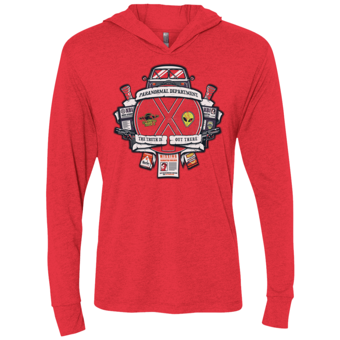 T-Shirts Vintage Red / X-Small Paranormal files Crest Triblend Long Sleeve Hoodie Tee