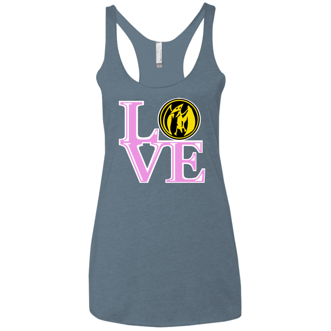 T-Shirts Indigo / X-Small Pink Ranger LOVE Women's Triblend Racerback Tank