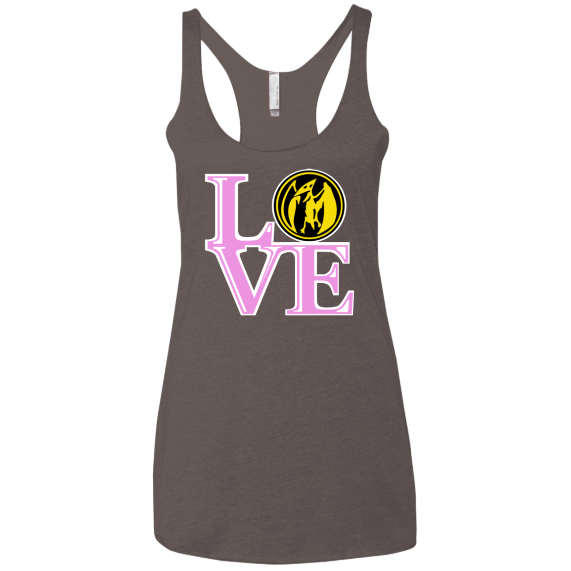 T-Shirts Macchiato / X-Small Pink Ranger LOVE Women's Triblend Racerback Tank