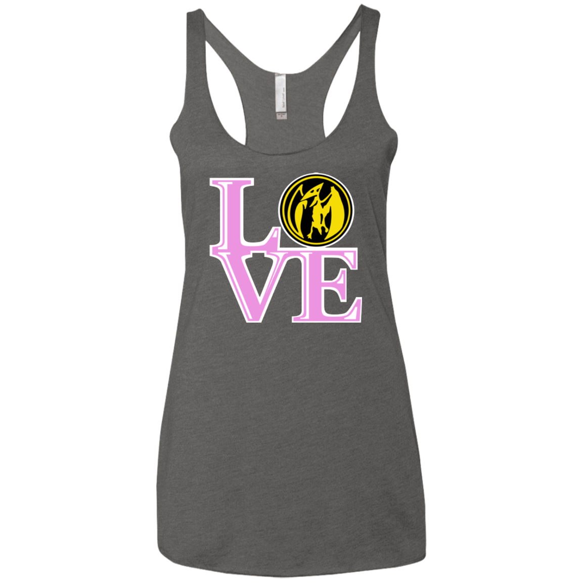 T-Shirts Premium Heather / X-Small Pink Ranger LOVE Women's Triblend Racerback Tank