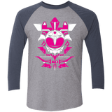 T-Shirts Premium Heather/ Vintage Navy / X-Small Pink Ranger Men's Triblend 3/4 Sleeve