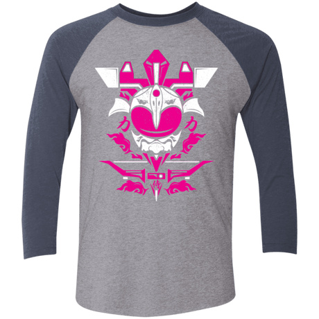T-Shirts Premium Heather/ Vintage Navy / X-Small Pink Ranger Men's Triblend 3/4 Sleeve