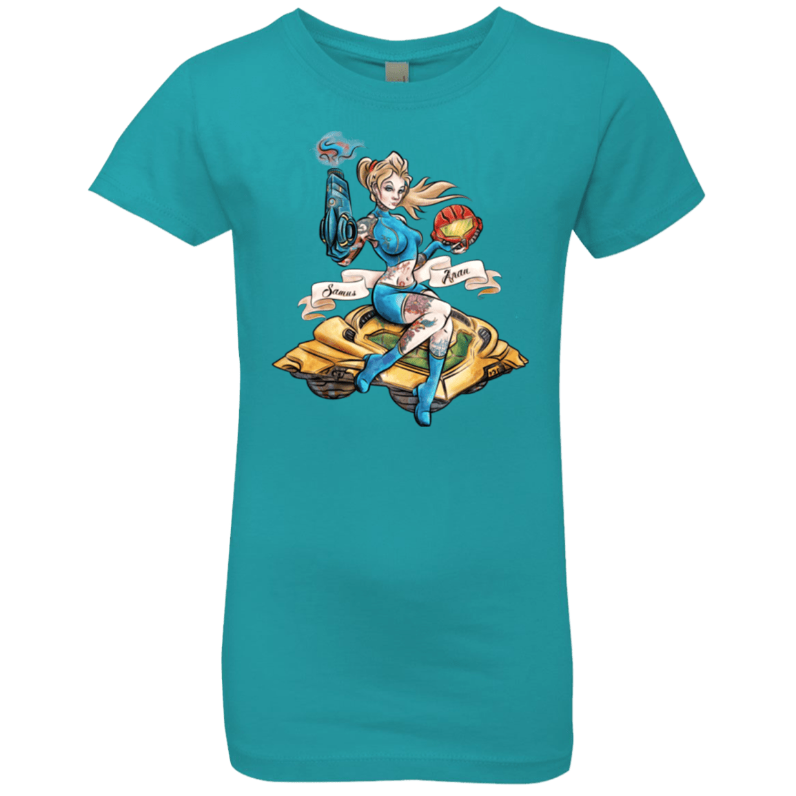 T-Shirts Tahiti Blue / YXS PINUP SAMUS Girls Premium T-Shirt