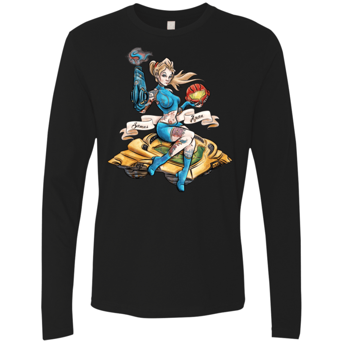 T-Shirts Black / Small PINUP SAMUS Men's Premium Long Sleeve