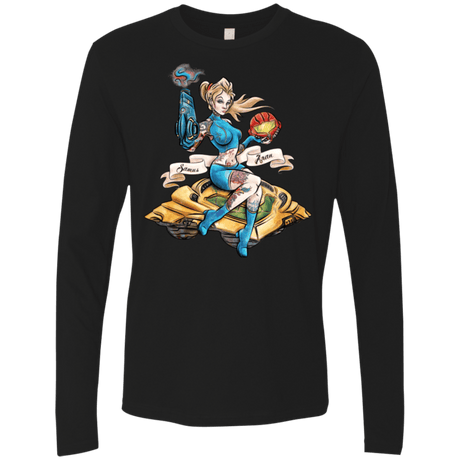 T-Shirts Black / Small PINUP SAMUS Men's Premium Long Sleeve