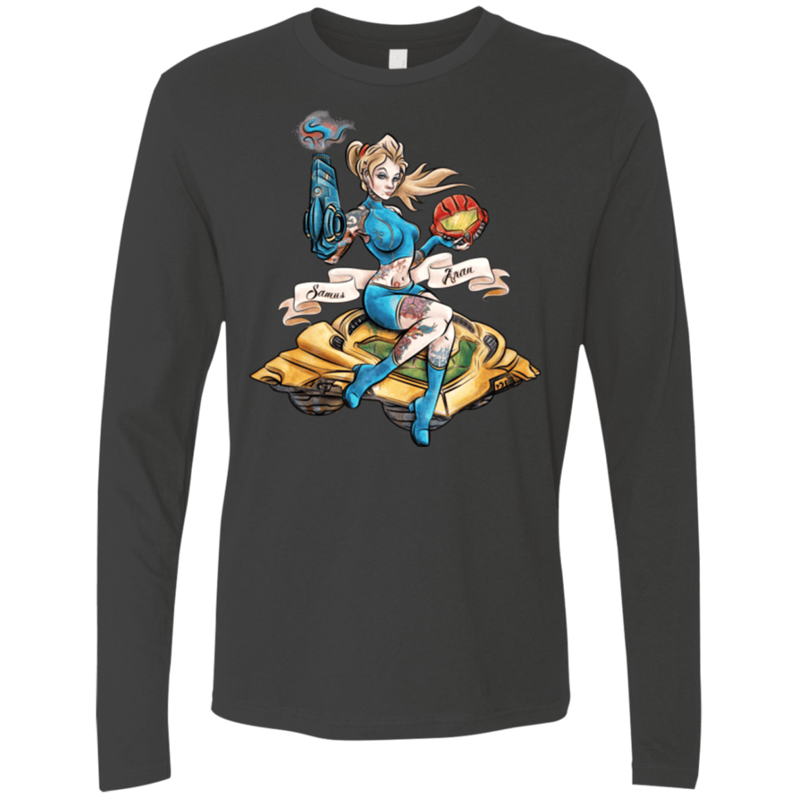 T-Shirts Heavy Metal / Small PINUP SAMUS Men's Premium Long Sleeve