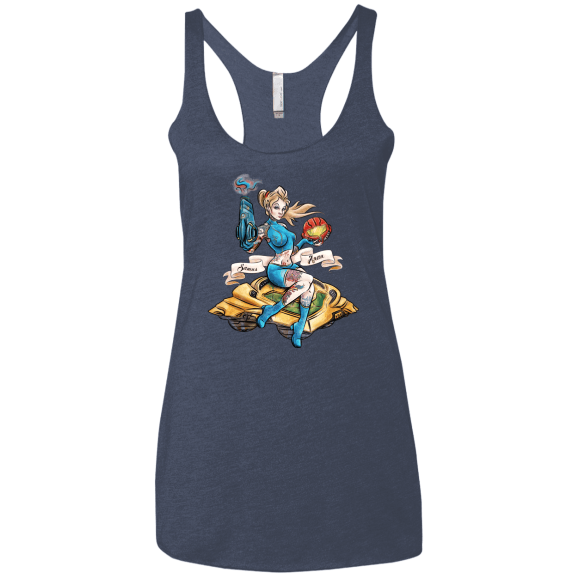 T-Shirts Vintage Navy / X-Small PINUP SAMUS Women's Triblend Racerback Tank