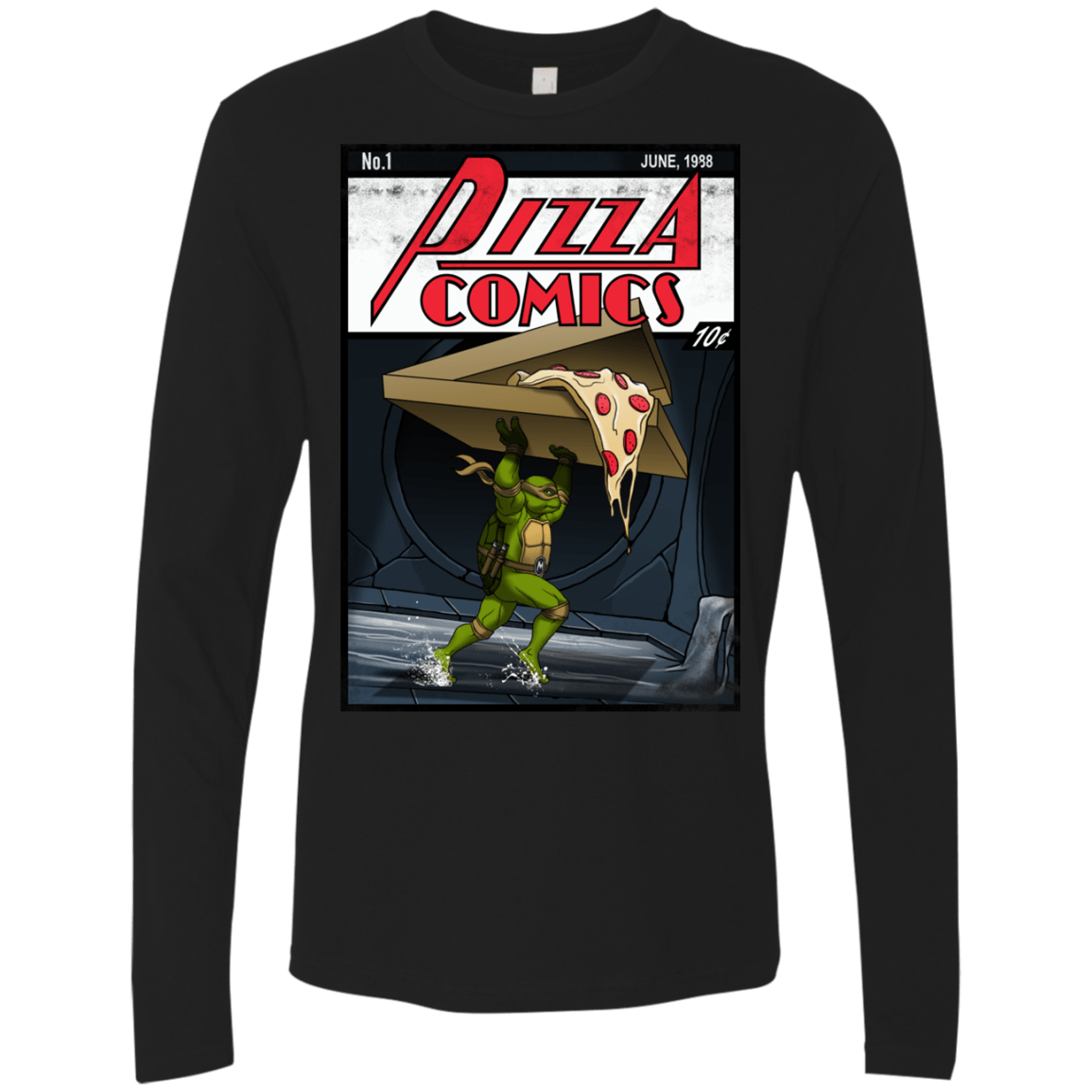 T-Shirts Black / Small Pizza Comics Men's Premium Long Sleeve