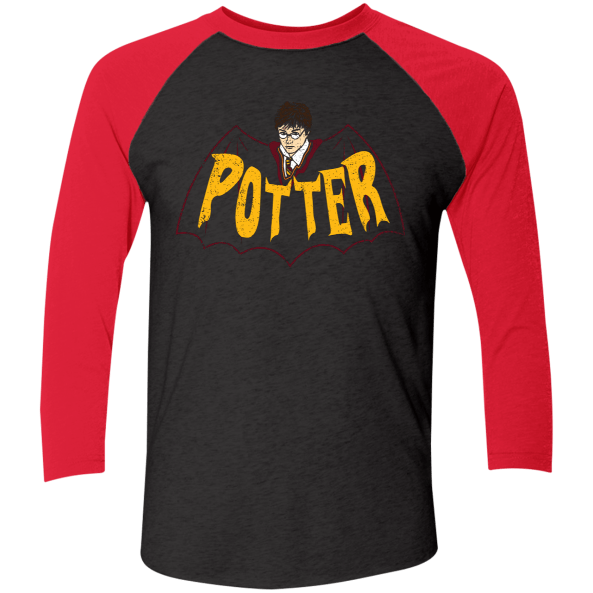 T-Shirts Vintage Black/Vintage Red / X-Small Potter Men's Triblend 3/4 Sleeve