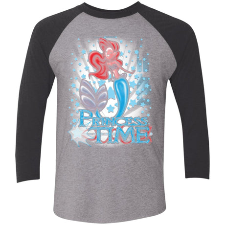 T-Shirts Premium Heather/ Vintage Black / X-Small Princess Time Ariel Men's Triblend 3/4 Sleeve