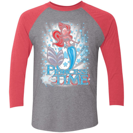 T-Shirts Premium Heather/ Vintage Red / X-Small Princess Time Ariel Men's Triblend 3/4 Sleeve