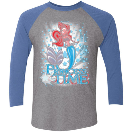 T-Shirts Premium Heather/ Vintage Royal / X-Small Princess Time Ariel Men's Triblend 3/4 Sleeve