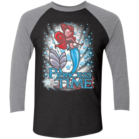 T-Shirts Vintage Black/Premium Heather / X-Small Princess Time Ariel Men's Triblend 3/4 Sleeve