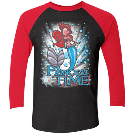 T-Shirts Vintage Black/Vintage Red / X-Small Princess Time Ariel Men's Triblend 3/4 Sleeve