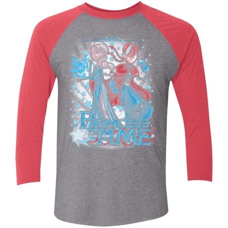 T-Shirts Premium Heather/ Vintage Red / X-Small Princess Time Elsa Anna Men's Triblend 3/4 Sleeve