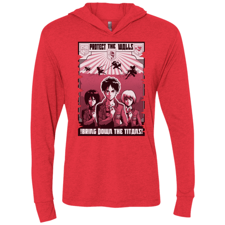 T-Shirts Vintage Red / X-Small Protect the Walls Triblend Long Sleeve Hoodie Tee