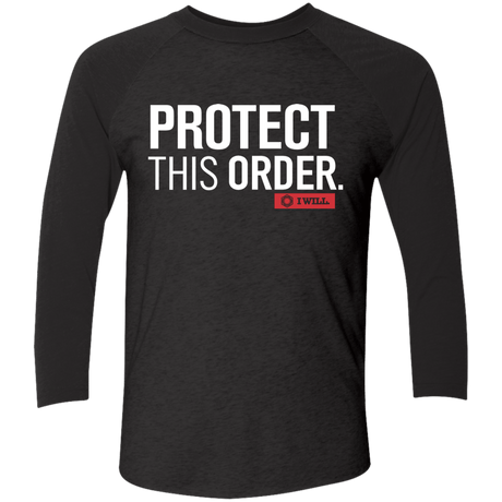 T-Shirts Vintage Black/Vintage Black / X-Small Protect This Order Men's Triblend 3/4 Sleeve