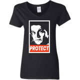 T-Shirts Black / S PROTECT Women's V-Neck T-Shirt