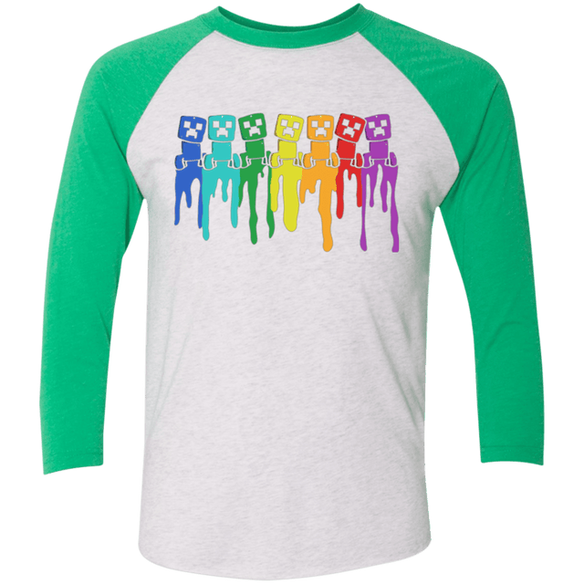 T-Shirts Heather White/Envy / X-Small Rainbow Creeps Triblend 3/4 Sleeve