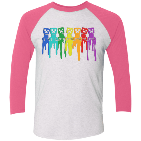 T-Shirts Heather White/Vintage Pink / X-Small Rainbow Creeps Triblend 3/4 Sleeve