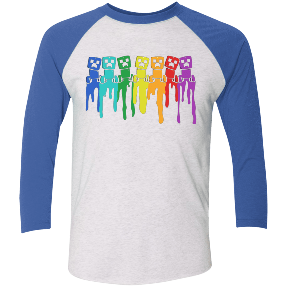 T-Shirts Heather White/Vintage Royal / X-Small Rainbow Creeps Triblend 3/4 Sleeve