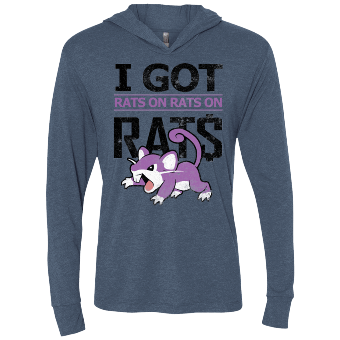 T-Shirts Indigo / X-Small Rats on rats on rats Triblend Long Sleeve Hoodie Tee