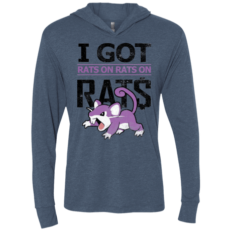 T-Shirts Indigo / X-Small Rats on rats on rats Triblend Long Sleeve Hoodie Tee