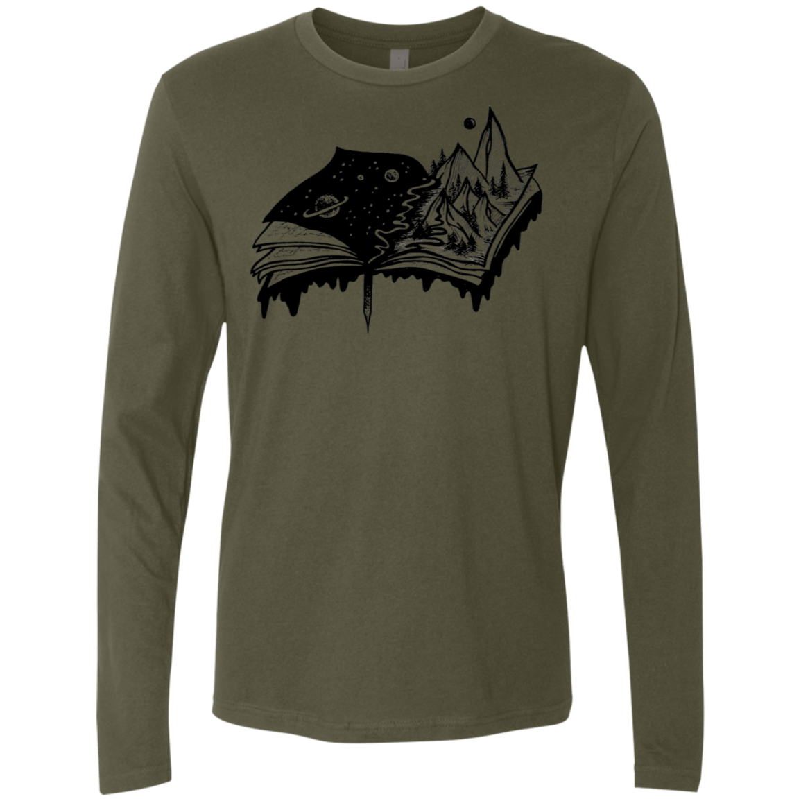 T-Shirts Military Green / S Reading is Life Men's Premium Long Sleeve