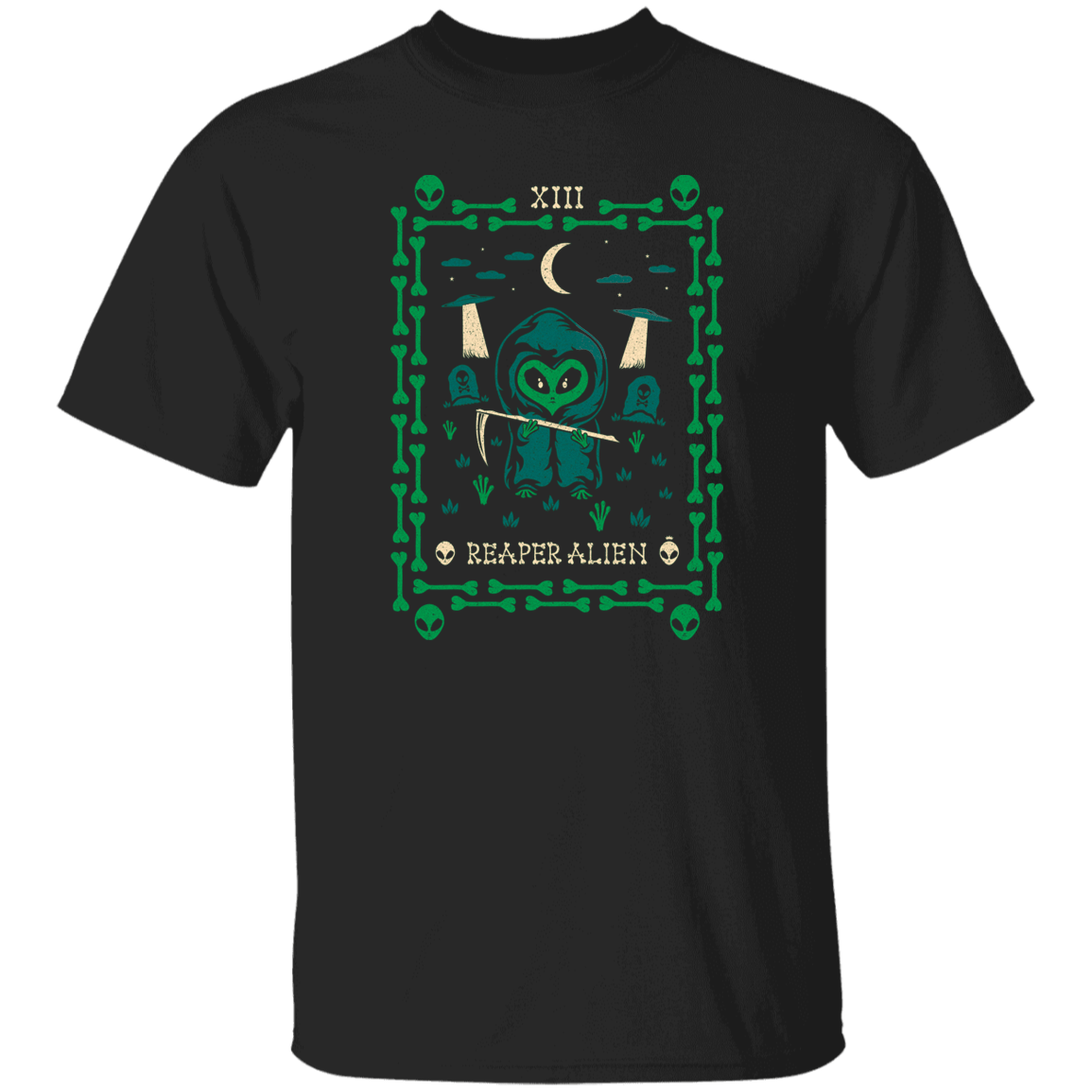 T-Shirts Black / S Reaper Alien Tarot Card T-Shirt