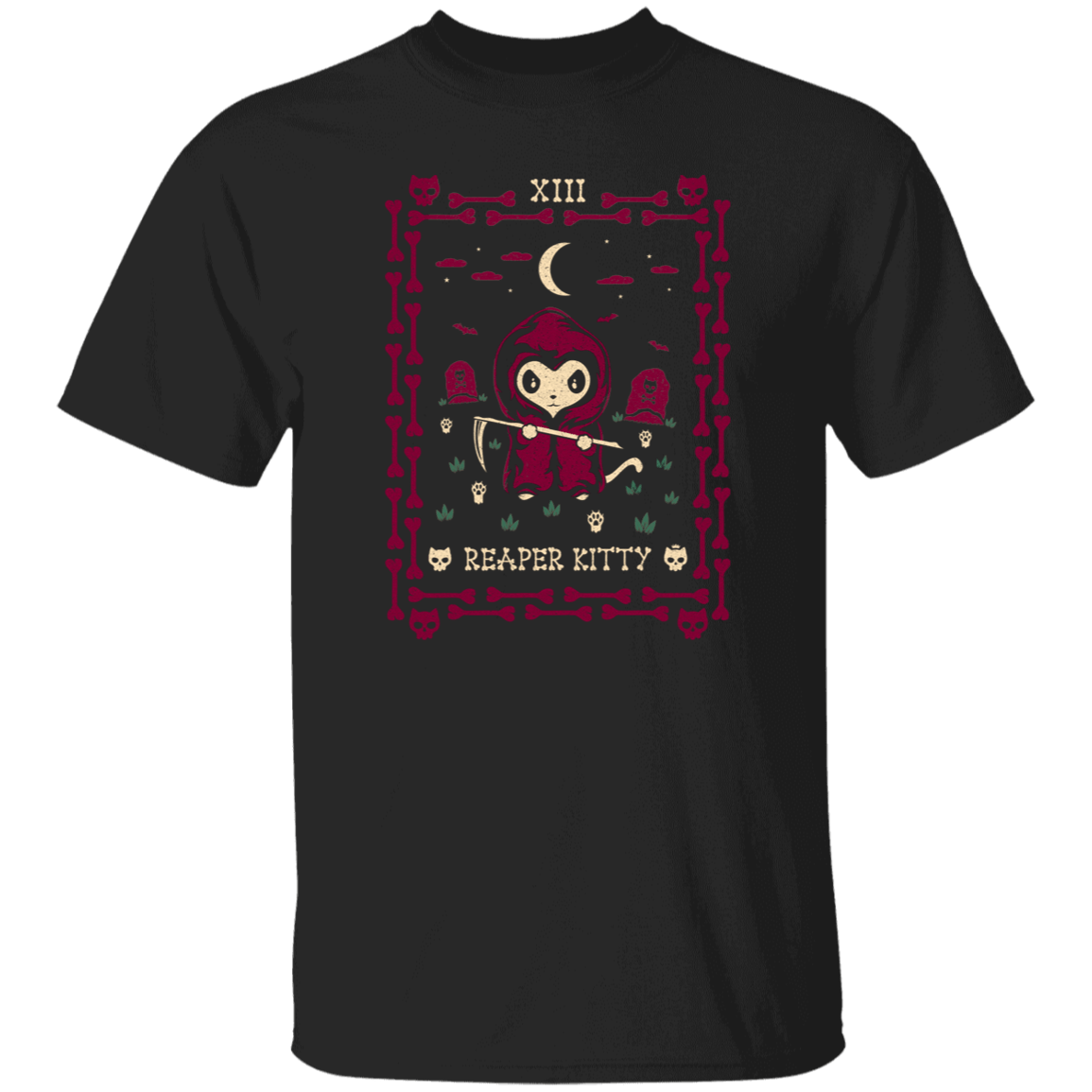 T-Shirts Black / S Reaper Kitty Tarot Card T-Shirt