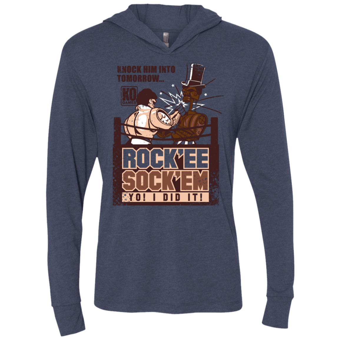T-Shirts Vintage Navy / X-Small Rockee Sockem Triblend Long Sleeve Hoodie Tee