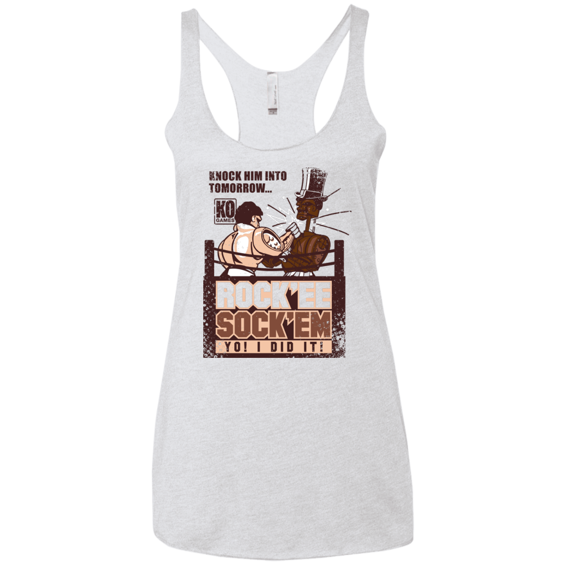 T-Shirts Heather White / X-Small Rockee Sockem Women's Triblend Racerback Tank