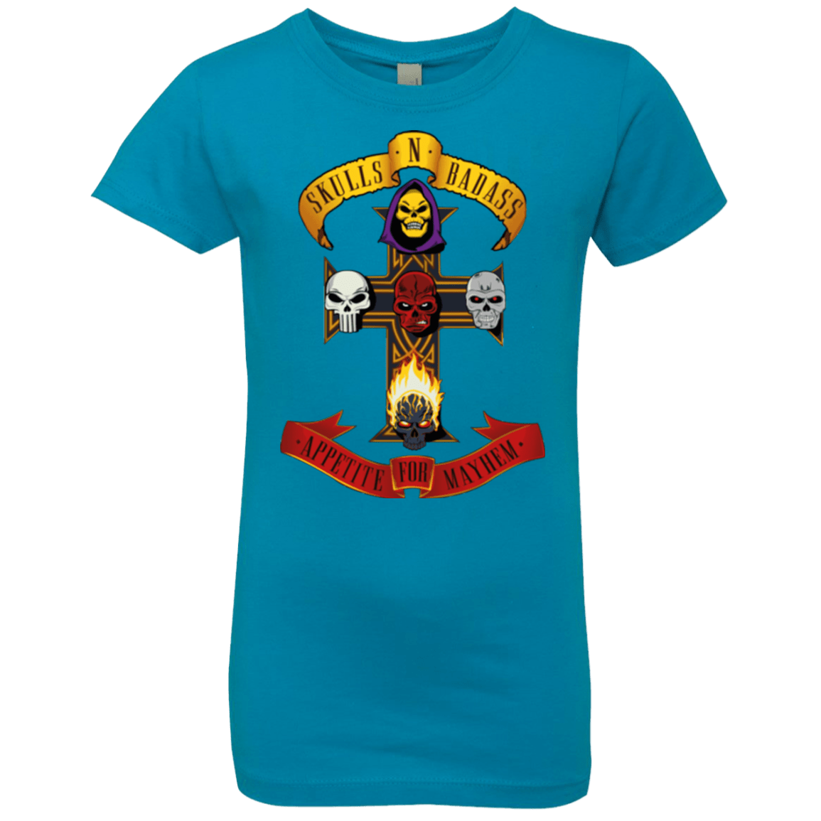T-Shirts Turquoise / YXS Skull And Badass Girls Premium T-Shirt