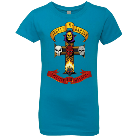 T-Shirts Turquoise / YXS Skull And Badass Girls Premium T-Shirt