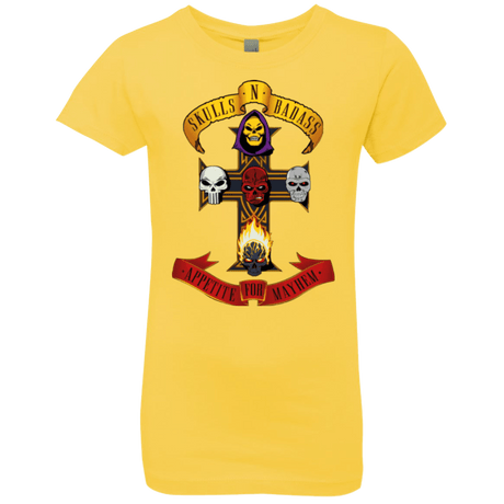 T-Shirts Vibrant Yellow / YXS Skull And Badass Girls Premium T-Shirt
