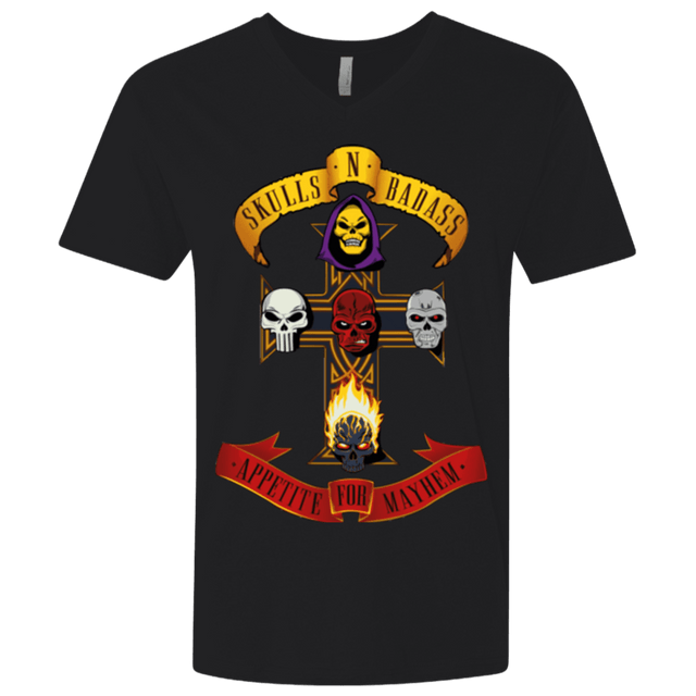 T-Shirts Black / X-Small Skull And Badass Men's Premium V-Neck