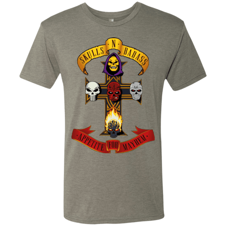 T-Shirts Venetian Grey / Small Skull And Badass Men's Triblend T-Shirt