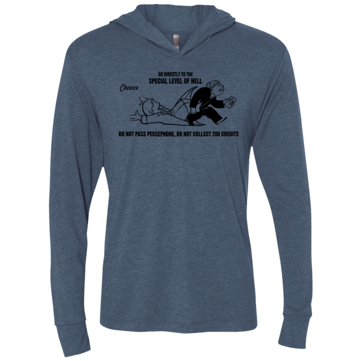 T-Shirts Indigo / X-Small Special Level of Hell Triblend Long Sleeve Hoodie Tee