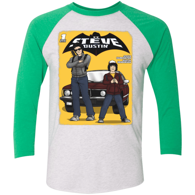 T-Shirts Heather White/Envy / X-Small Strange Duo Men's Triblend 3/4 Sleeve