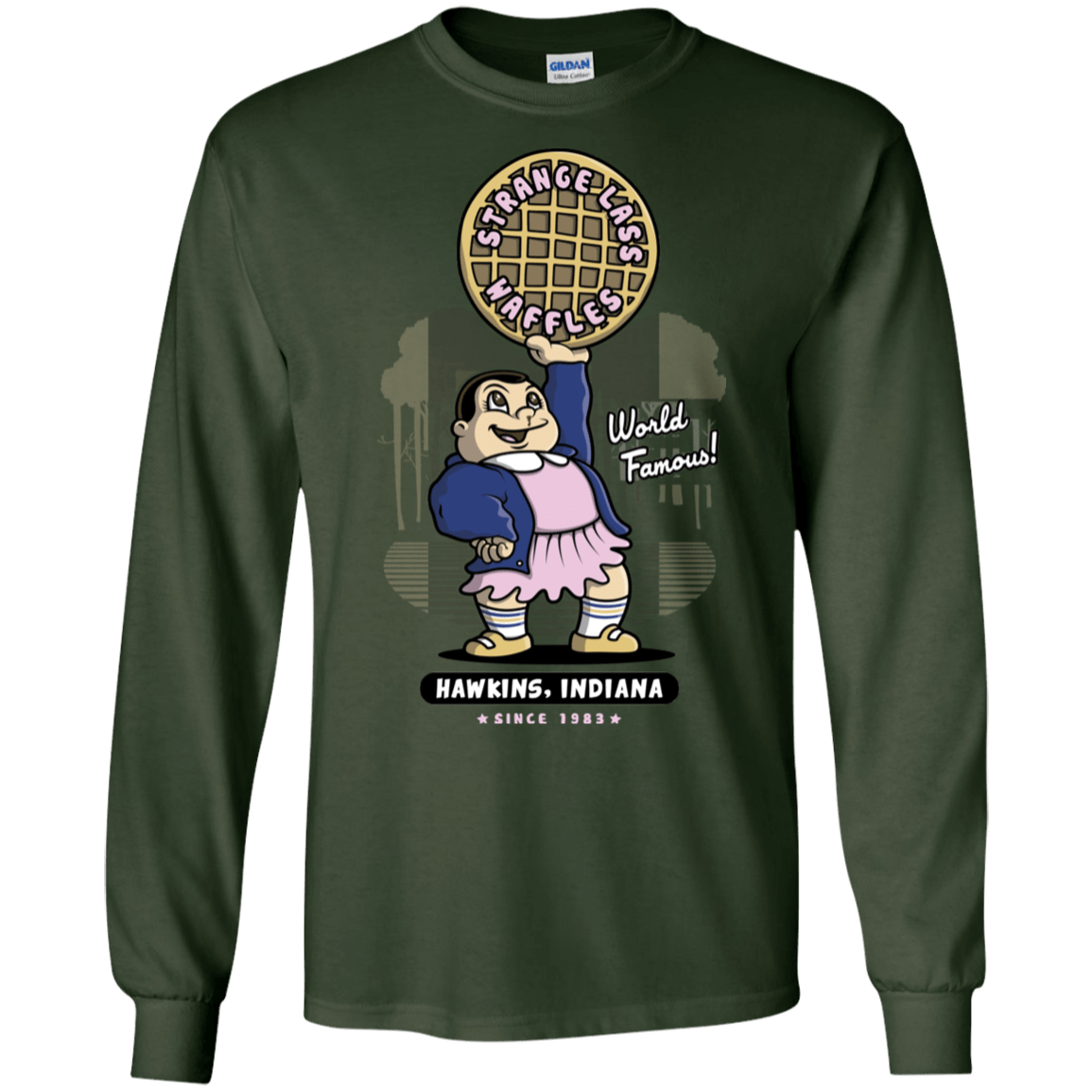 T-Shirts Forest Green / S Strange Lass Waffles Men's Long Sleeve T-Shirt
