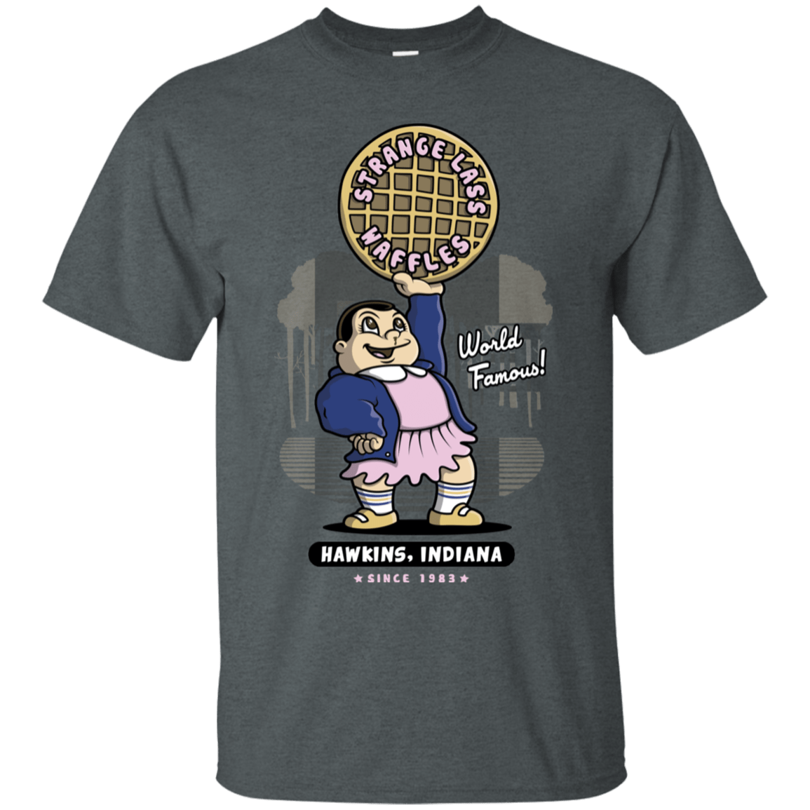 T-Shirts Dark Heather / S Strange Lass Waffles T-Shirt