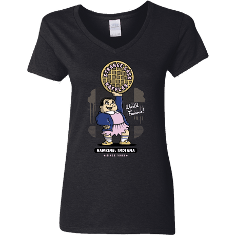 T-Shirts Black / S Strange Lass Waffles Women's V-Neck T-Shirt